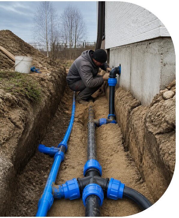 Монтаж наружного водопровода на участке под ключ в Камне-на-Оби